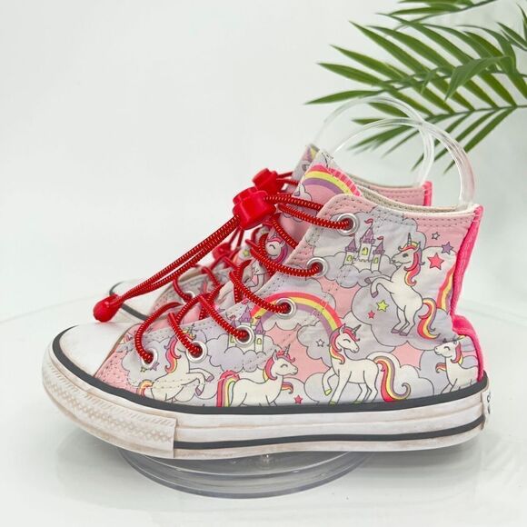 Converse Chuck Taylor Hi Top Sneakers Junior Kids 13 Unicorn Shoes Lace Up Girls - Picture 5 of 13